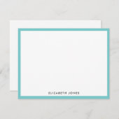 Aqua Blue Simple Moderne Chic Classic Minimalist Notitiekaartje (Voorkant / Achterkant)