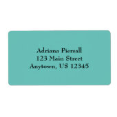 Aqua Blue Simple Plain Shipping Labels (Voorkant)