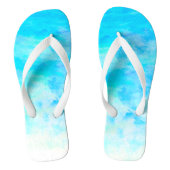 Aqua Blue Simple Waterverf Gradient Teenslippers (Voetbed)