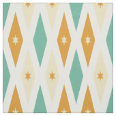 Aqua Blue Sinaasappel Diamonds Sterren Mid Century Stof (Swatch)