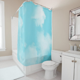 Aqua blue sky douchegordijn