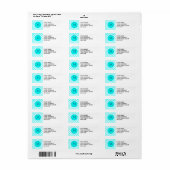 Aqua Blue snor patroon, Aqua zwart monogram Etiket (Full Sheet)