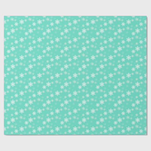 Aqua Blue Snow Flurries Cadeaupapier (Vlak)