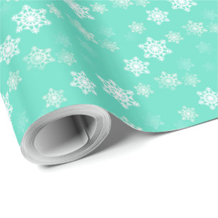 Aqua Blue Snow Flurries Cadeaupapier