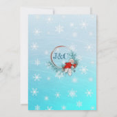 Aqua Blue Snowflake kerstbruiloft Uitnodigingen (Achterkant)