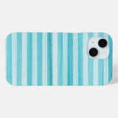 Aqua Blue Soft Stripes Waterverf Patroon Case-Mate iPhone Case (Achterkant (horizontaal))