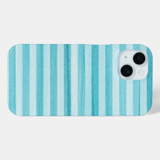 Aqua Blue Soft Stripes Waterverf Patroon Case-Mate iPhone Case (Achterkant (horizontaal))