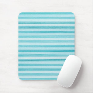 Aqua Blue Soft Stripes Waterverf Patroon Muismat