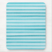 Aqua Blue Soft Stripes Waterverf Patroon Muismat (Voorkant)