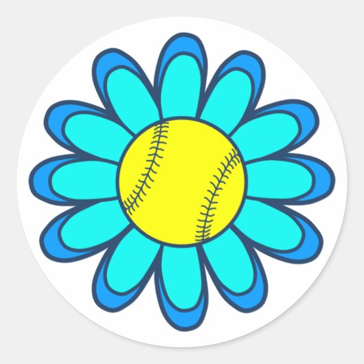 Aqua Blue Softball Meisje Ronde Sticker (Voorkant)
