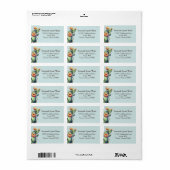 Aqua Blue Southwest Floral Cactus Desert Theme Etiket (Full Sheet)