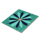 Aqua Blue Southwestern Style Flower Art Decorative Tegeltje (Zijkant)