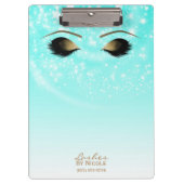 Aqua Blue Sparkle Gold Makeup Eyes Lashes Modern Klembord (Voorkant)