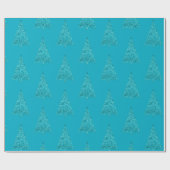 Aqua Blue Sparkle kerstboom Cadeaupapier (Vlak)