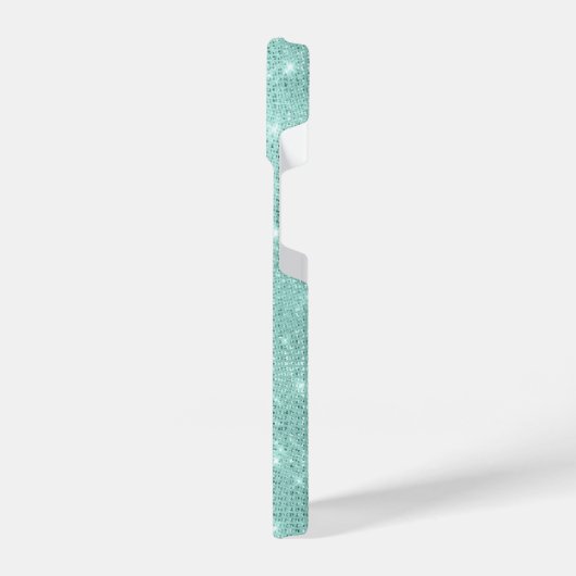 Aqua Blue Sparkle Ribbon Glam iPhone Hoesje (Linkerkant)
