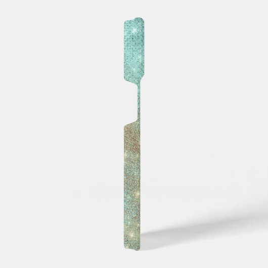 Aqua Blue Sparkle Ribbon Glam iPhone Hoesje (Rechterkant)