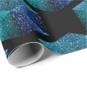 Aqua blue sparkles diamantgeometrisch patroon zwar cadeaupapier (Rol Hoek)