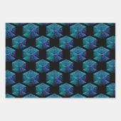 Aqua blue sparkles diamantgeometrisch patroon zwar inpakpapier vel (Voorkant)