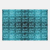 Aqua blue sparkles Sweet 16 elegant scriptpatroon Inpakpapier Vel (Voorkant 2)