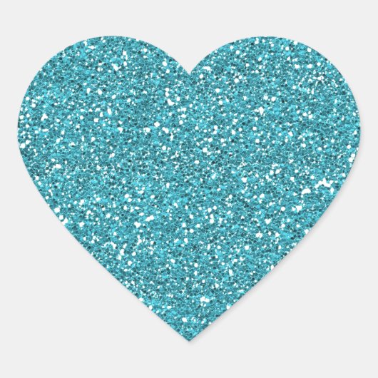Aqua Blue Sparkly Glitter Hart Sticker (Voorkant)