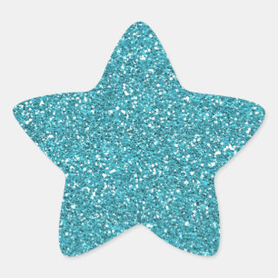 Aqua Blue Sparkly Glitter Ster Sticker