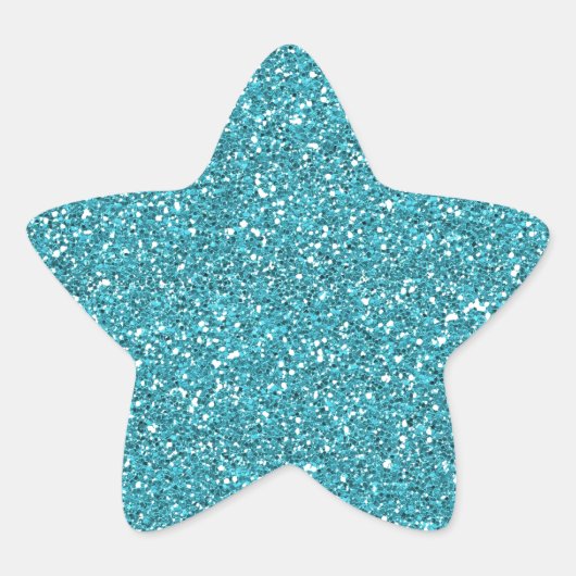  Aqua Blue Sparkly Glitter Ster Sticker (Voorkant)