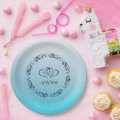 Aqua Blue Specialized Weddenpapier Borden Papieren Bordje (Feest)