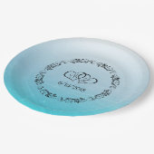 Aqua Blue Specialized Weddenpapier Borden Papieren Bordje (Gekanteld)