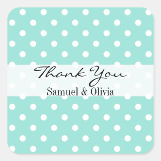 Aqua Blue Square aangepaste polka gestippeld dank Vierkante Sticker