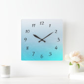 Aqua Blue Square Clock Vierkante Klok (Huis)