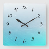 Aqua Blue Square Clock Vierkante Klok (Voorkant)