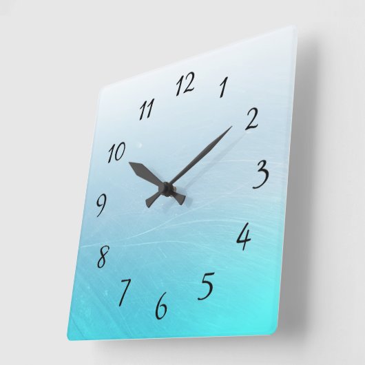 Aqua Blue Square Clock Vierkante Klok (Hoek)