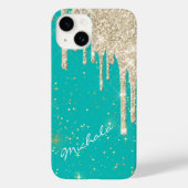 Aqua Blue Star Sparkle Silver Glitter Drivers Case-Mate iPhone Case (Achterkant)