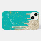 Aqua Blue Star Sparkle Silver Glitter Drivers Case-Mate iPhone Case (Achterkant (horizontaal))
