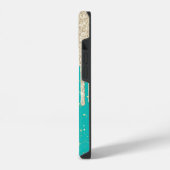 Aqua Blue Star Sparkle Silver Glitter Drivers iPhone Hoesje (Linkerkant)