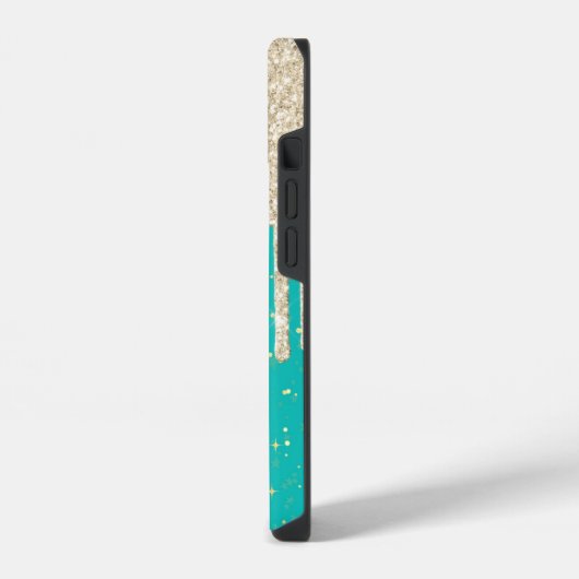 Aqua Blue Star Sparkle Silver Glitter Drivers iPhone Hoesje (Linkerkant)