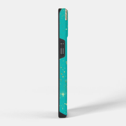 Aqua Blue Star Sparkle Silver Glitter Drivers iPhone Hoesje (Rechterkant)