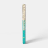 Aqua Blue Star Sparkle Silver Glitter Drivers Samsung Galaxy Hoesje (Linkerkant)