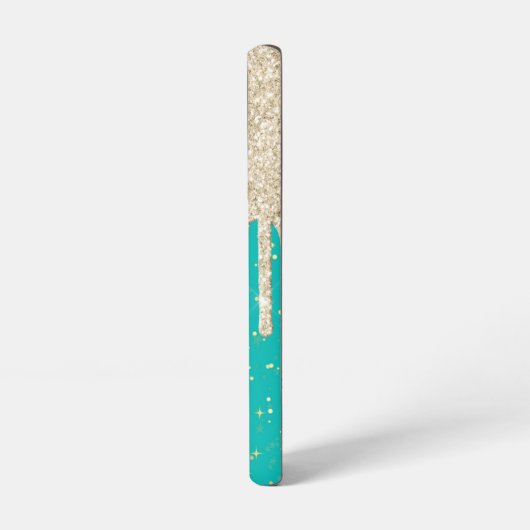 Aqua Blue Star Sparkle Silver Glitter Drivers Samsung Galaxy Hoesje (Linkerkant)