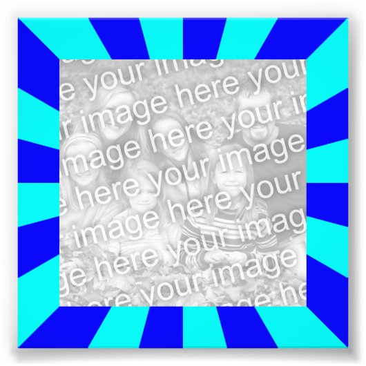 Aqua Blue Starburst Lijst Foto Afdruk (Voorkant)
