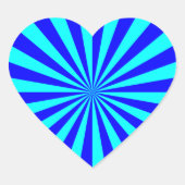 Aqua Blue Starburst Pattern Hart Sticker (Voorkant)