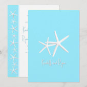 Aqua Blue Starfish Beach Huwelijksuitnodigingen Kaart (Voorkant / Achterkant)