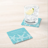 Aqua Blue Starfish Coastal Beach House Family Kartonnen Onderzetters (Insitu)