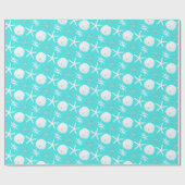Aqua Blue Starfish Kustkerst Cadeaupapier (Vlak)