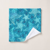 Aqua Blue Starfish Patroon Bad Handdoek (Wasdoekje)