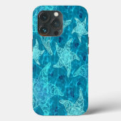 Aqua Blue Starfish Patroon Case-Mate iPhone Case (Achterkant)