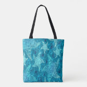 Aqua Blue Starfish Patroon Tote Bag (Achterkant)