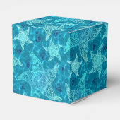Aqua Blue Starfish Pattern Cube Favor Box Bedankdoosjes (Achterkant)