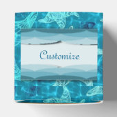 Aqua Blue Starfish Pattern Heart Favor Box Bedankdoosjes (Bovenkant)