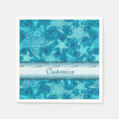 Aqua Blue Starfish Pattern Napkins Servetten (Voorkant)